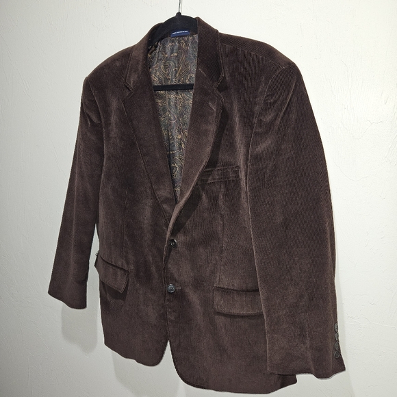 Chocolate Brown Corduroy Blazer Stafford Men's Size 42 Short 42S Classic Fit - Picture 6 of 16